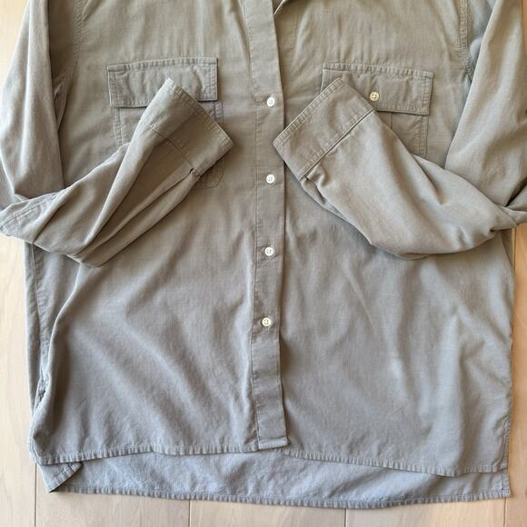 James Perse Corduory Shirt 4 Gray Button Up Casual Minimalist Glam Standard - Picture 5 of 9